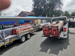 enroute to install a screw compressor and lifts